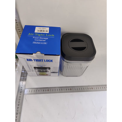 Cutie de Depozitare Alimente, Klevo, tip Container, 1.3L, Recipiente pentru Cereale in Bucatarie,  Transparente cu Capac Negru