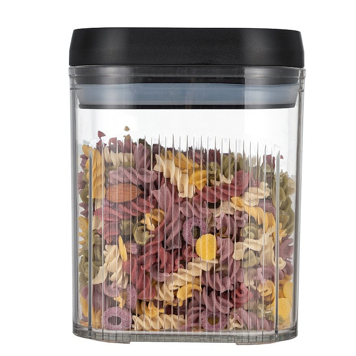 Cutie de Depozitare Alimente, Klevo, tip Container, 1.3L, Recipiente pentru Cereale in Bucatarie,  Transparente cu Capac Negru