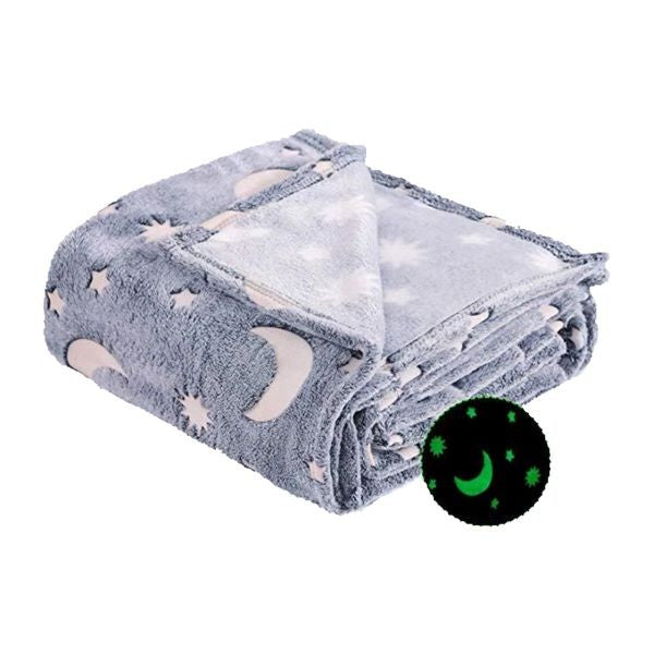 Patura Fosforescenta, Klevo, Moale, Pufoasa, Lumineaza in Intuneric, 1.5x2 m, Model Cer Instelat, Gri