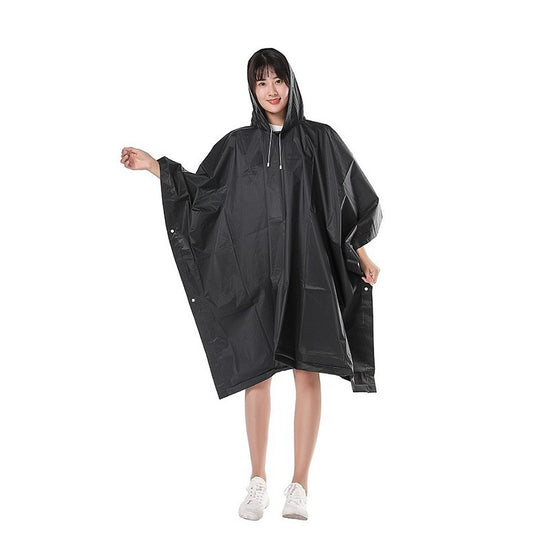 Pelerina de Ploaie, Klevo, pentru Adulti, EVA, Tip Poncho, Impermeabila, Rezistenta la Vant, Capse Laterale, 160 g, Negru