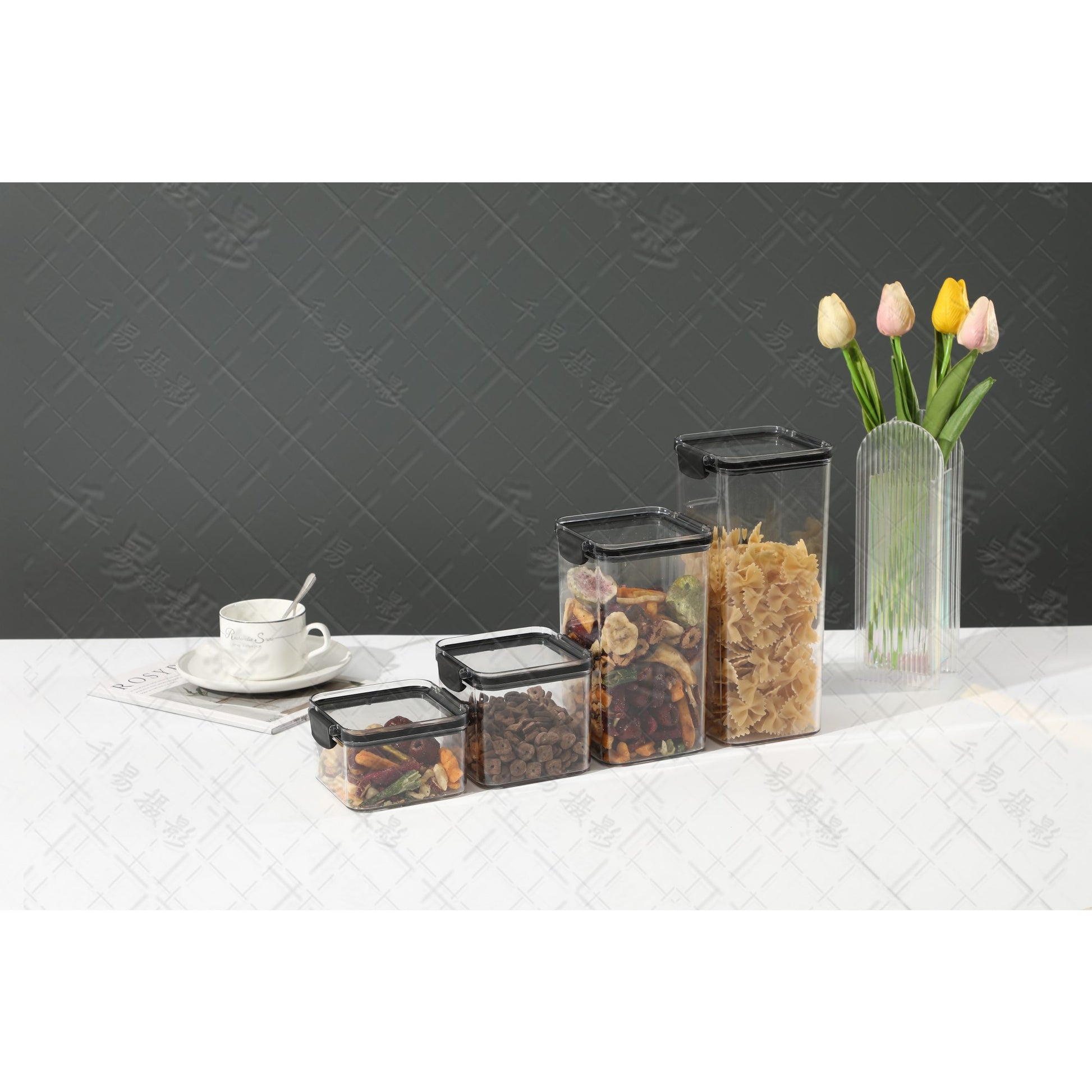 Recipient din Plastic, Klevo, pentru Alimente/Obiecte, Inchidere Ermetica, 10.2 x 24.2 cm, 1800 ml, Transparent
