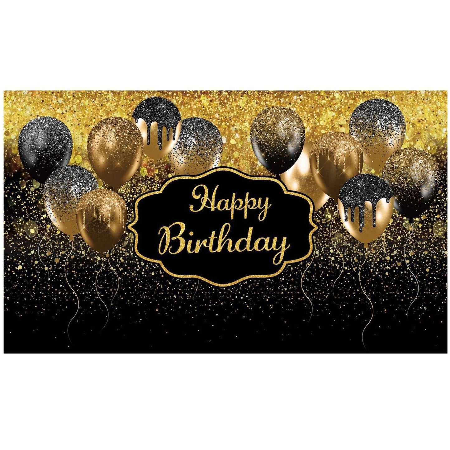 Banner Tip Fundal pentru Poze, Klevo, din Panza, 185 x 110 cm, Sfoara 6 m, Prindere in 4 Colturi, Negru/Auriu