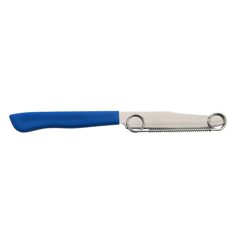 Cutit 2in1, Klevo, Feliere/Curatare, Grosime Feliere Reglabila, 22 cm, din Otel Inoxidabil, Albastru