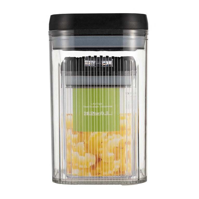 Cutii de Depozitare Alimente, Klevo, Set din 2 Cutii de Tip Container de 0.8 si 1.3 l, Recipiente pentru Cereale in Bucatarie, Transparente cu Capac Negru