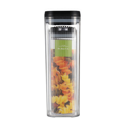 Cutii de Depozitare Alimente, Klevo, Set din 2 Cutii de Tip Container de 1.9 si 3.7 l, Recipiente pentru Cereale in Bucatarie, Transparente cu Capac Negru
