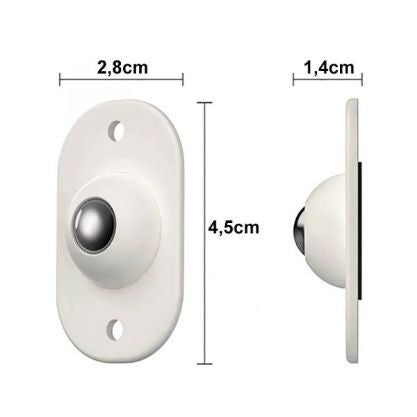 Set 16 Roti Autoadezive Universale, Klevo, pentru Mutat Mobila, Rotire 360 de Grade, Usor de Montat, ABS, 4.5x2.8x1.4 cm, Alb