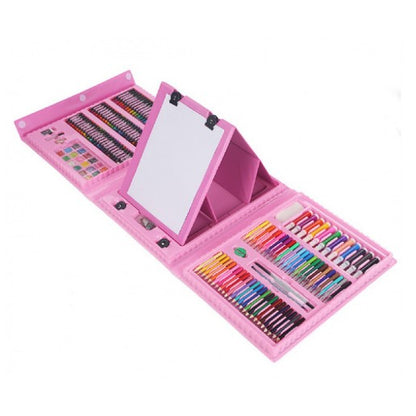 Set 208 Piese, Complet pentru Pictura si Desen, Klevo, Tip Servieta, 3-12 Ani, 40.5 x 5 x 30 cm, Roz