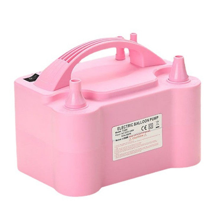 Pompa Electrica Pentru Umflat Baloane, 600 W, Doua Capete de Umflat, din Plastic, 19.5 x 14 x 13 cm, Roz