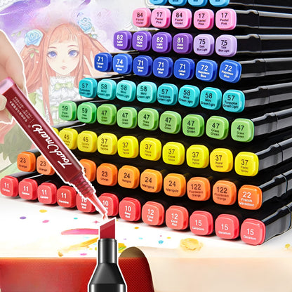 Markere cu Alcool Touch Room, Klevo, Paleta mare Set de 24+ de Culori, Capat Lat si Capat Precis, Geanta Inclusa, Multicolor