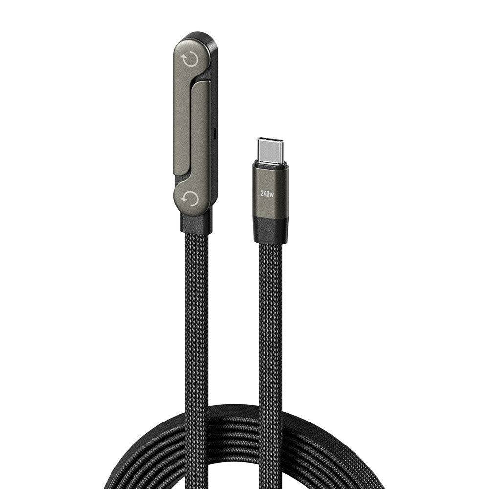 Cablu Incarcare, Klevo, USB Type C, Gaming, Conector, Unghi 90 Grade, Suport Telefon, 240W, 1.5 m, Negru