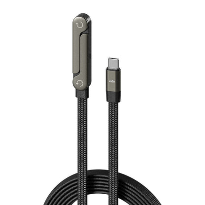 Cablu Incarcare, Klevo, USB Type C, Gaming, Conector, Unghi 90 Grade, Suport Telefon, 240W, 1.5 m, Negru