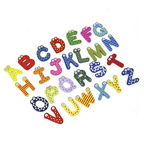 Set 26 Magneti de Frigider pentru Copii, Klevo, Model Alfabet A-Z, Figurine Amuzante, din Lemn, Multicolor