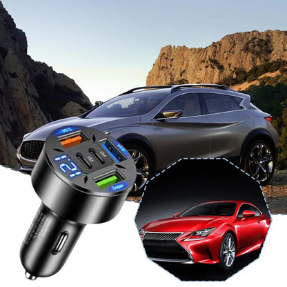 Incarcator Auto 5 in 1, Klevo, 3 x Port USB Fast Charge QC3.1 si 2 x Type C, PD 65W, Negru