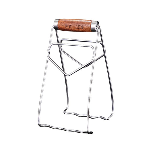 Clema pentru Boluri, Klevo, Anti-Alunecare, din Otel Inoxidabil, Extindere, pentru Oale, Tigai, de Uz Casnic, Rezistent la Temperaturi Inalte, 19.5x9.8x8 cm, Maner Maro, Gri
