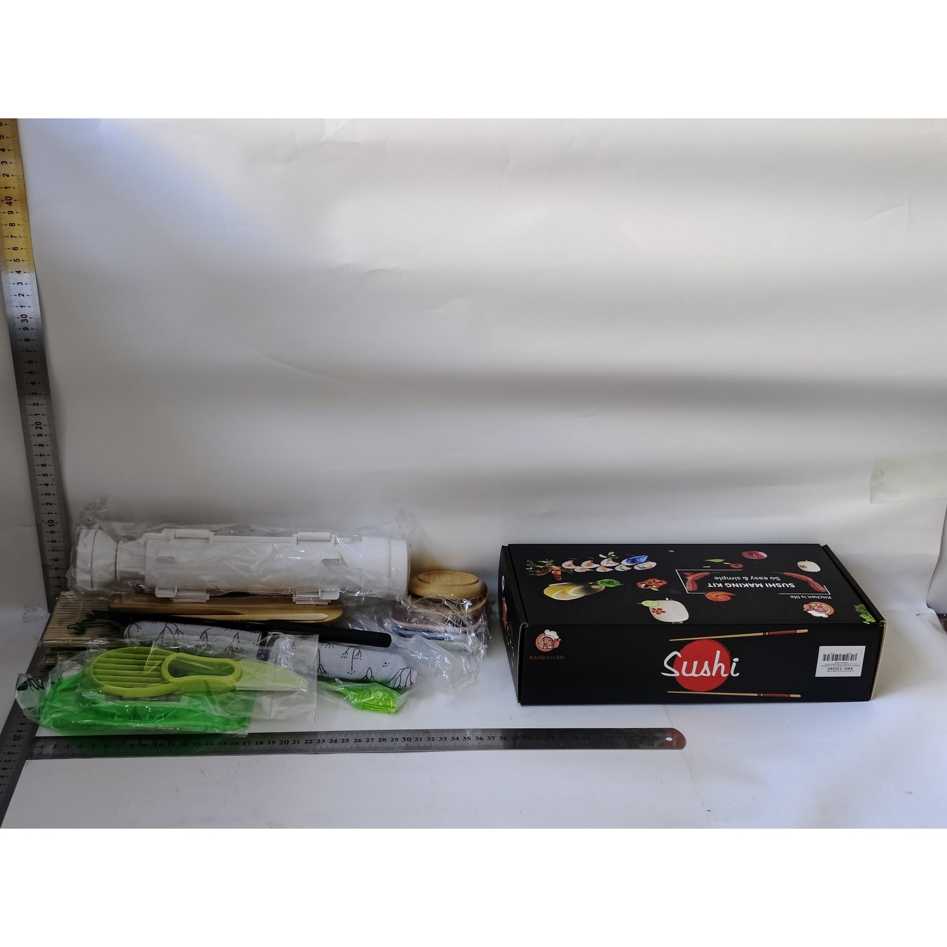 Set Ustensile pentru Sushi, Klevo, Set din 31 Accesorii pentru Sushi, Set pentru Sushi HOME MADE, Cutit Inclus, Forme, Betisoare, Multicolor