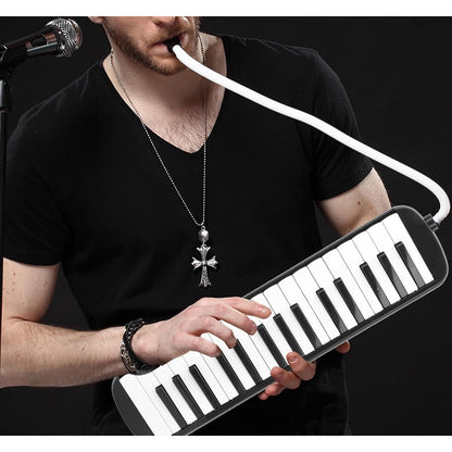 Muzicuta Melodica 32 Clape, Klevo, din ABS, pentru Incepatori, 45 x 13 x 7 cm, Include Husa si Suflator, Negru