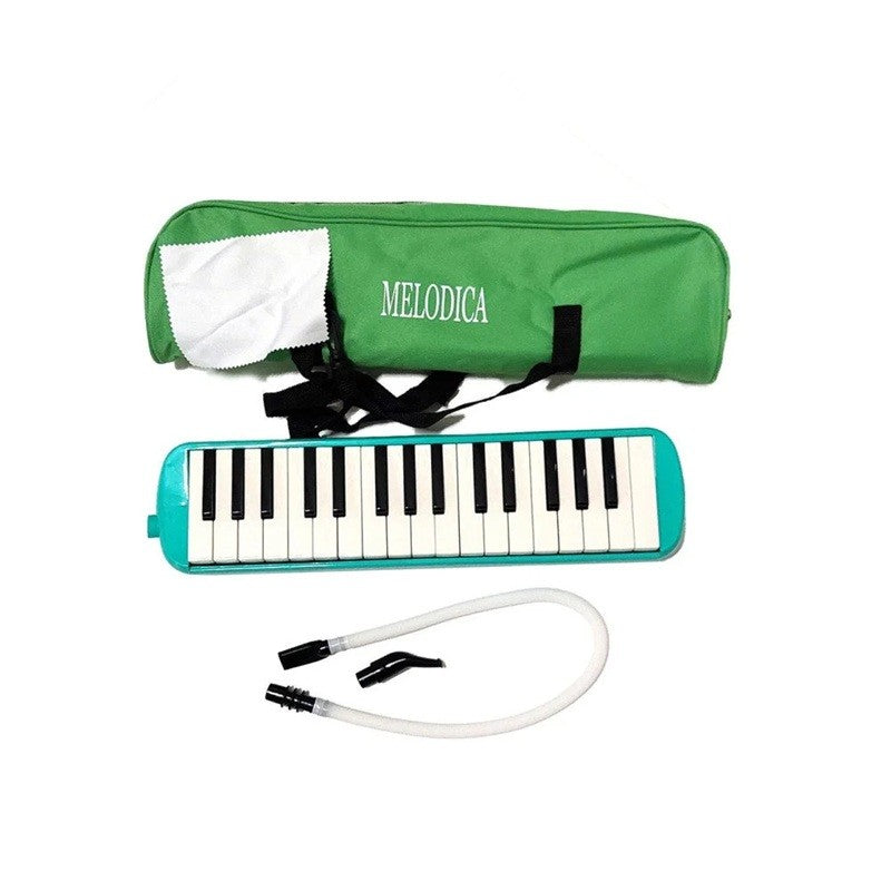Muzicuta Melodica 32 Clape, Klevo, din ABS, pentru Incepatori, 45 x 13 x 7 cm, Include Husa si Suflator, Verde