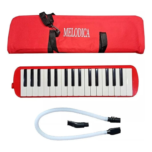 Muzicuta Melodica 32 Clape, Klevo, din ABS, pentru Incepatori, 45 x 13 x 7 cm, Include Husa si Suflator, Rosu