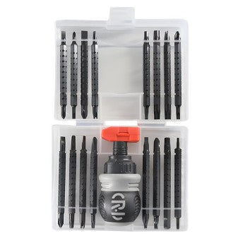 Set de Surubelnite 34-in-1 cu Clichet, Klevo, Set de Uz Casnic pentru Repararea Electronicelor Mici, Maner durabil, 12 x 10 x 5 cm, Negru Mat