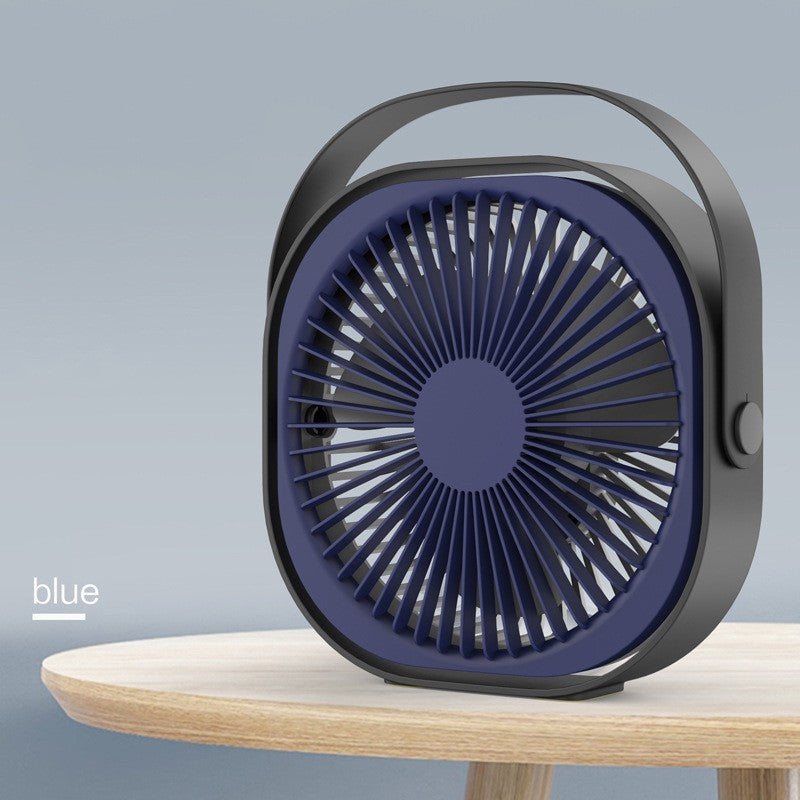 Mini ventilator pentru birou cu usb, Klevo, rotire 360 grade, 3 viteze, 4000 mA, 13.5 x 12,8, Albastru