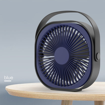 Mini ventilator pentru birou cu usb, Klevo, rotire 360 grade, 3 viteze, 4000 mA, 13.5 x 12,8, Albastru