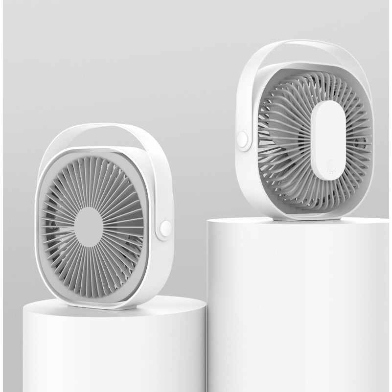 Mini ventilator pentru birou cu usb, Klevo, rotire 360 grade, 3 viteze, 4000 mA, 13.5 x 12,8, Gri