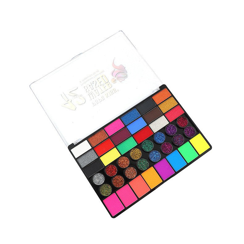 Paleta 42 Culori Vopsea de Fata, Klevo, Pigment Fosforescent, Activare cu Apa, 20 x 14 x 1.6 cm, Multicolor