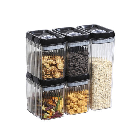 Set 5 Recipiente din Plastic, Klevo, pentru Alimente/Obiecte, Inchidere Ermetica, Textura Ondulata, 4 x 1.5l, 1 x 3.3 l, Transparent