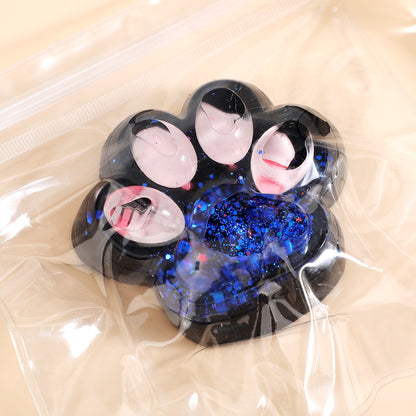 Jucarie Antistres Squishy, Klevo, cu Revenire Lenta, Squeeze Pinch Family, Model Cat Paw, 6.5 x 6 cm, din Tpr, 4-6 Ani, Model 1 Pestisori, Negru cu Insertii