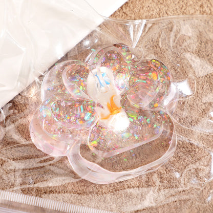 Jucarie Antistres Squishy, Klevo, cu Revenire Lenta, Squeeze Pinch Family, Model Cat Paw, 6.5 x 7 cm, din Tpr, 4-6 Ani, Model 6 Ocean, Transparent
