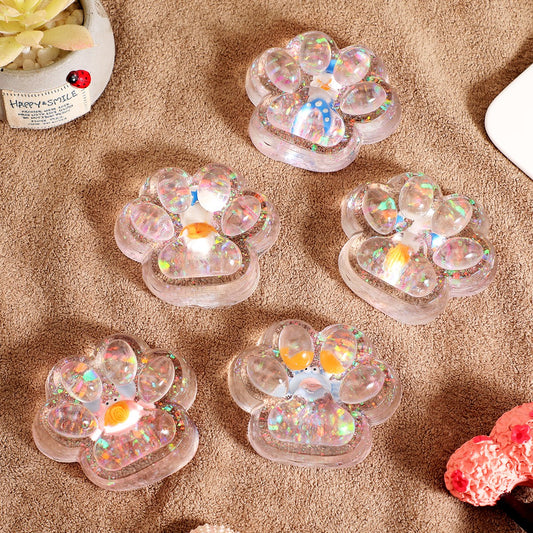 Jucarie Antistres Squishy, Klevo, cu Revenire Lenta, Squeeze Pinch Family, Model Cat Paw, 6.5 x 7 cm, din Tpr, 4-6 Ani, Model 6 Ocean, Transparent