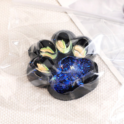 Jucarie Antistres Squishy, Klevo, cu Revenire Lenta, Squeeze Pinch Family, Model Cat Paw, 6.5 x 6 cm, din Tpr, 4-6 Ani, Model 4 Legume, Negru cu Insertii