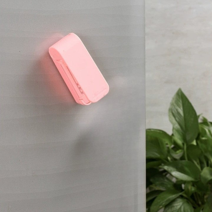 Mini Aparat de Sigilat Pungi cu Baterii, Klevo, Etansare prin Caldura, Spate Magnetic, Portabil, 9.7x3 cm, Roz