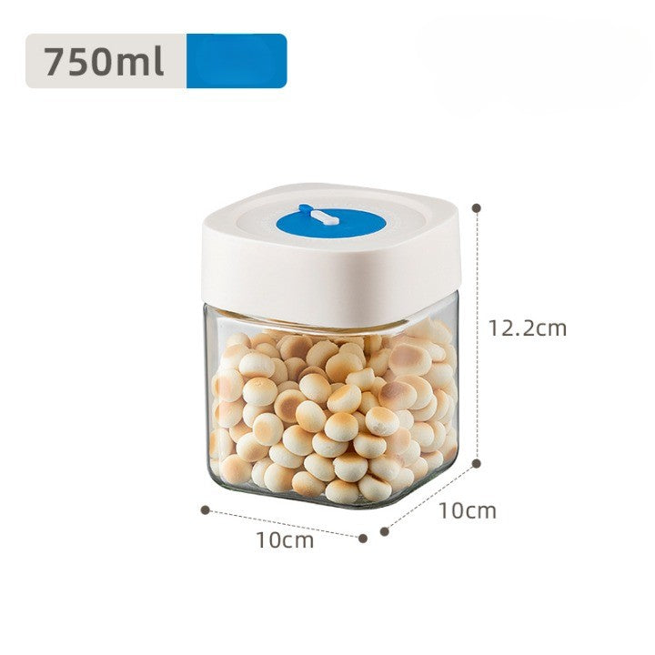 Borcan din Sticla de Inalta Calitate, Klevo, Capac Ermetic, Uz Casnic, Depozitarea Condimentelor sau a Alimentelor Umede si Uscate, 750 mL, 10x10x12.2 cm, Alb
