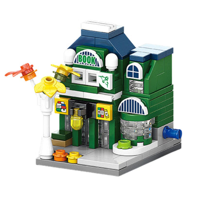 Set de Constructie, Klevo, Jucarie Educativa STEM, 132 Piese, Model 3D, +6 Ani, Colectia Strada Comerciala Europeana, 7.7 x 7.3 x 6.7 cm, Verde/Albastru