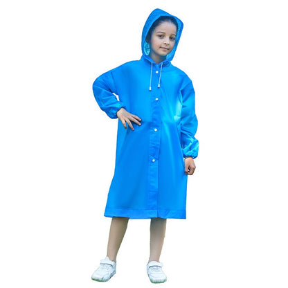 Pelerina de Ploaie, Klevo, pentru Copii 100-145 cm, din EVA, Impermeabila, Inchidere cu Capse, Albastru
