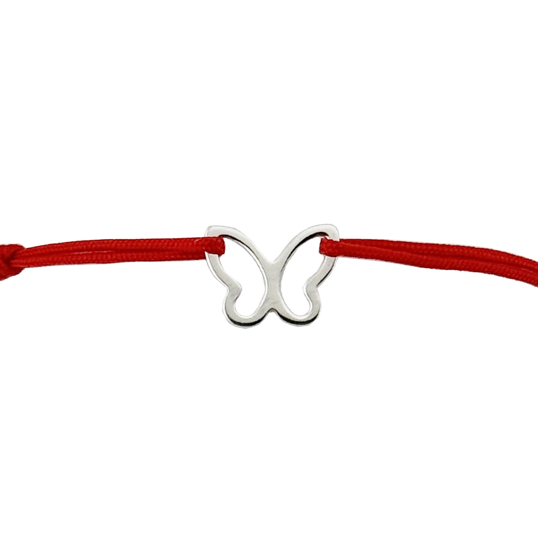 Martisor Bratara Argint 925, Jolie, Model Fluture, Martisor de 1 Martie, cu Snur Rosu, Argintiu