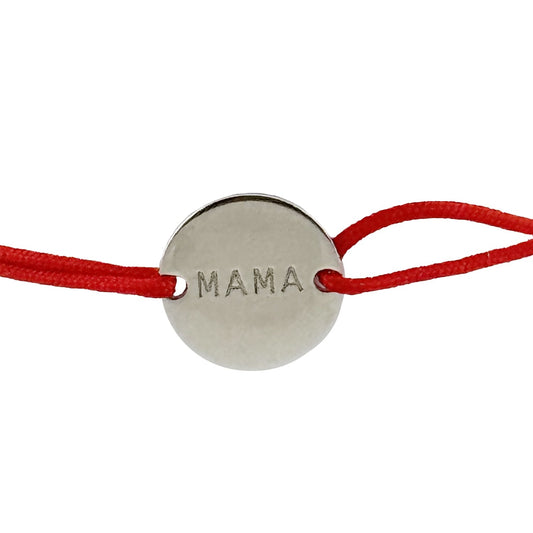 Martisor Bratara Argint 925, Jolie, Model Mama Rotund, Martisor de 1 Martie, cu Snur Rosu, Argintiu