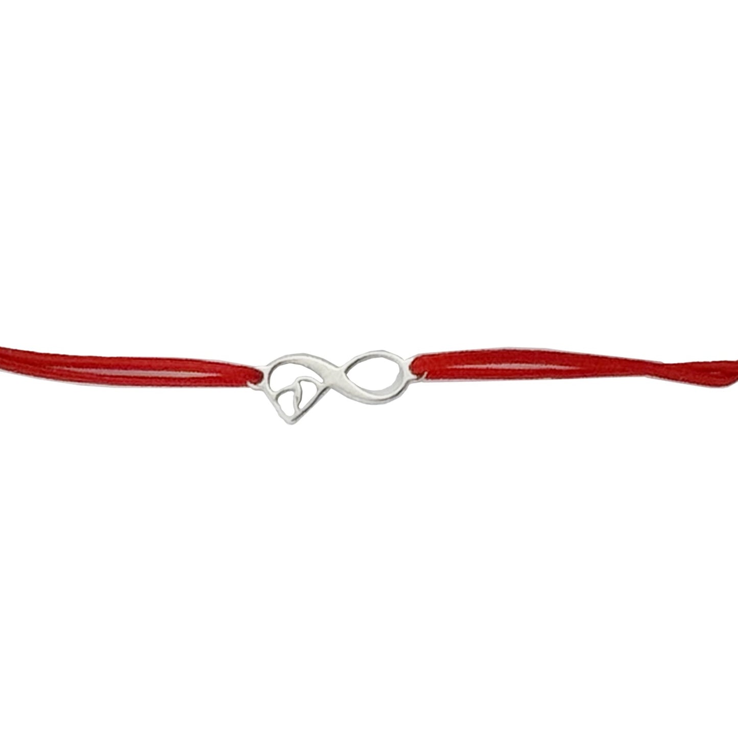 Martisor Bratara Argint 925, Jolie, Model Infinit cu picioruse, Martisor de 1 Martie, cu Snur Rosu, Argintiu