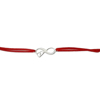 Martisor Bratara Argint 925, Jolie, Model Infinit cu picioruse, Martisor de 1 Martie, cu Snur Rosu, Argintiu