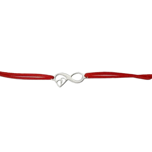 Martisor Bratara Argint 925, Jolie, Model Infinit cu picioruse, Martisor de 1 Martie, cu Snur Rosu, Argintiu