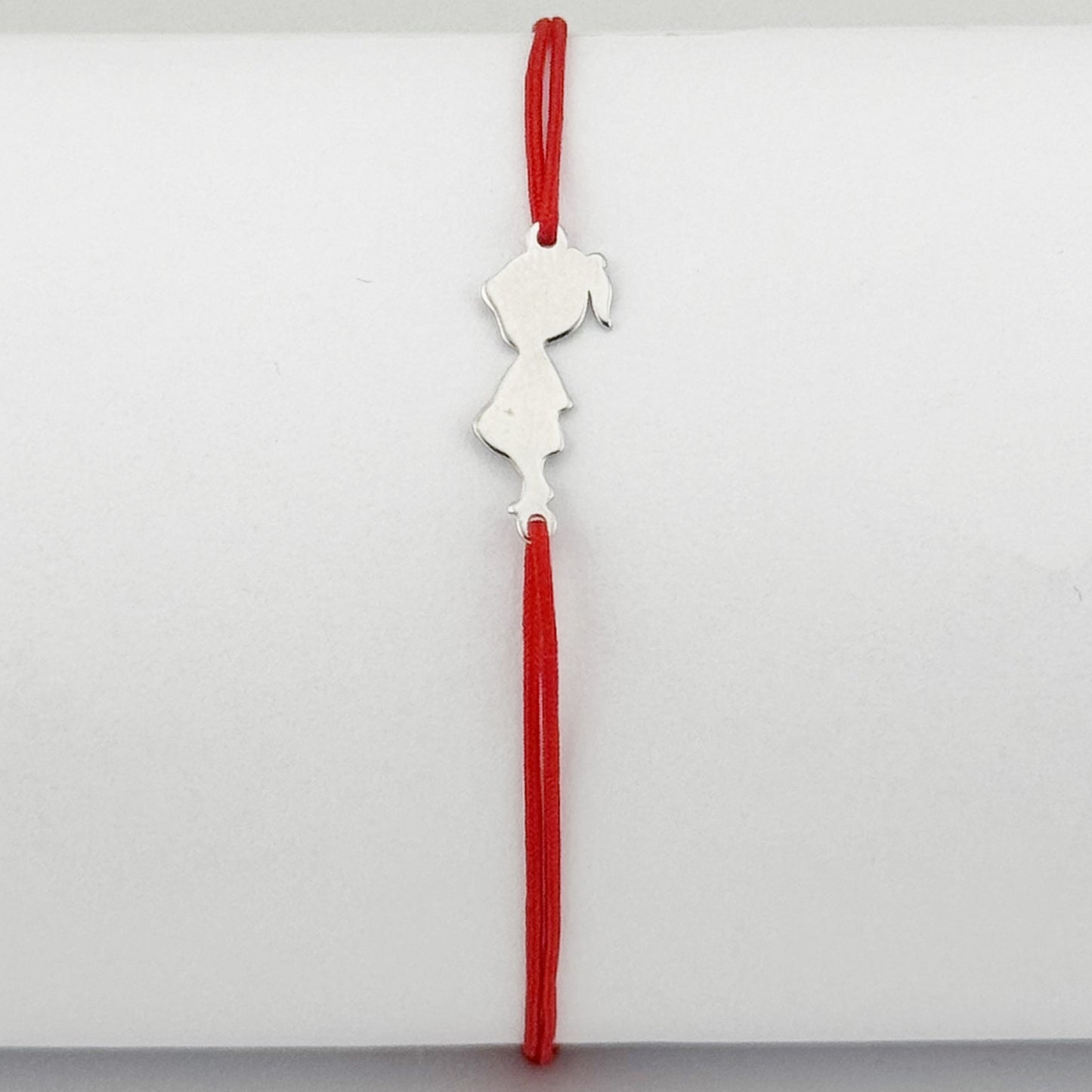 Bratara Argint 925 pentru Dama, Jolie, Model Fetita, Martisor Bratara de 1 Martie, Pandativ Argintiu cu Snur Rosu