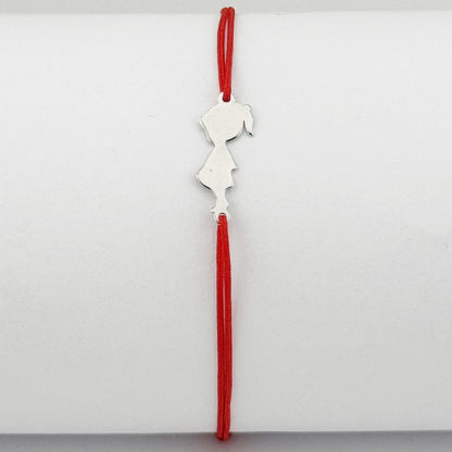 Bratara Argint 925 pentru Dama, Jolie, Model Fetita, Martisor Bratara de 1 Martie, Pandativ Argintiu cu Snur Rosu
