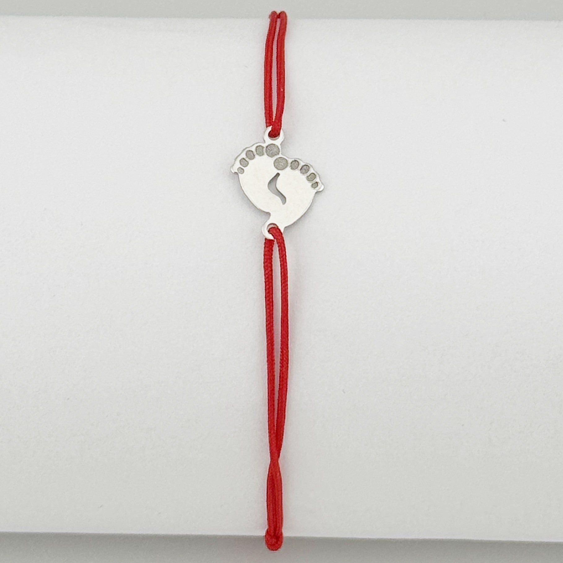 Bratara Argint 925 pentru Dama, Jolie, Model Picioruse, Martisor Bratara de 1 Martie, Pandativ Argintiu cu Snur Rosu