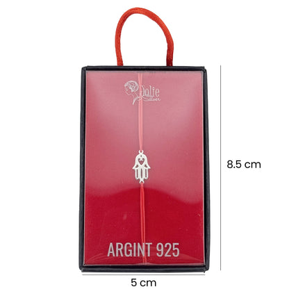 Martisor Bratara Argint 925, Jolie, Model Mana, Martisor de 1 Martie, cu Snur Rosu, Argintiu