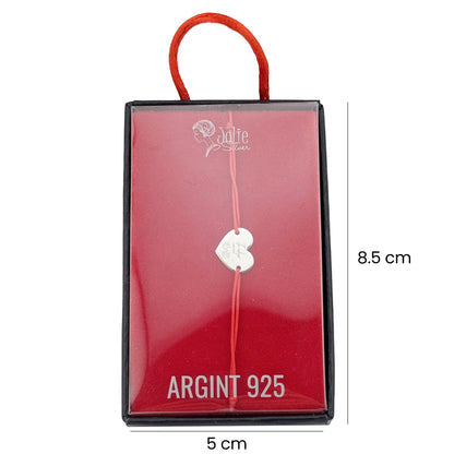 Martisor Bratara Argint 925, Jolie, Model Inima Te Iubesc, Martisor de 1 Martie, cu Snur Rosu, Argintiu