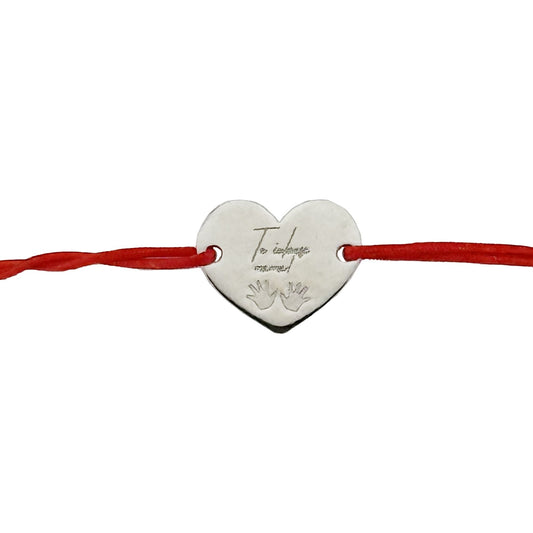 Martisor Bratara Argint 925, Jolie, Model Inima Te Iubesc, Martisor de 1 Martie, cu Snur Rosu, Argintiu