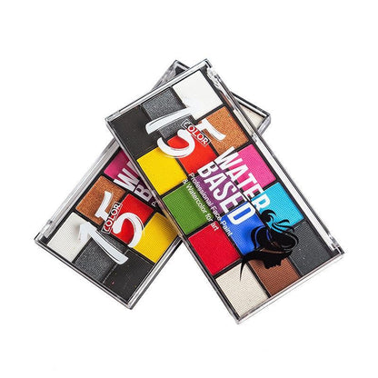 Paleta 15 Culori Vopsea de Fata, Klevo, Activare cu Apa, 15 x 8.2 x 1.4 cm, Multicolor