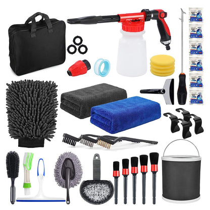 Accesorii pentru Curatare Auto, Klevo, Set 35 bucati, Accesorii pentru Detailing Auto, Accesorii pentru Curatare Auto in Interior si Exterior, Multicolor
