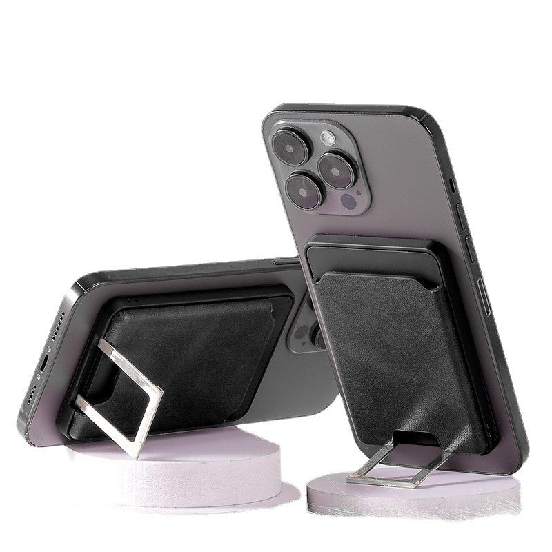 Accesoriu pentru telefon 3 in 1 Klevo, incarcator Wirelles Magsafe, portofel si suport, negru